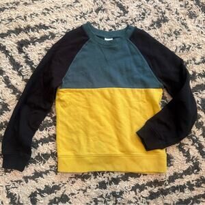 Hanna Andersson Colorblock Crewneck Sweatshirt French Terry Boys 8 Black Green